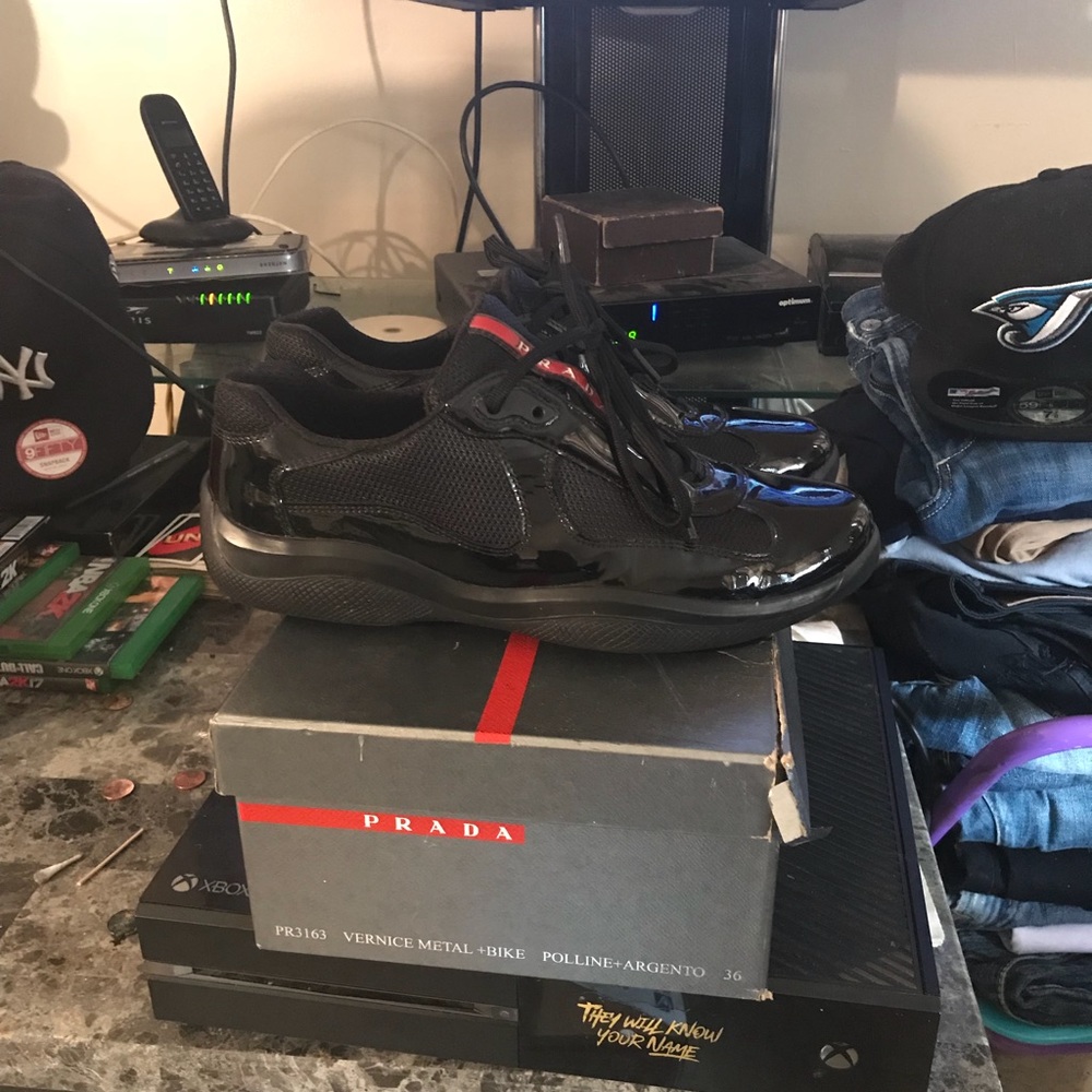 Paten leather prada sneakers